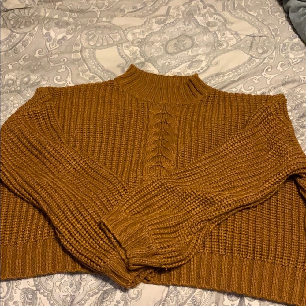 Cropped copper sweater.